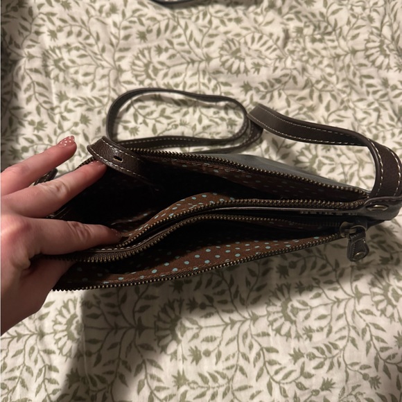 Chala Gray and Brown Crossbody Bag with Dachshund Design - Picture 3 of 4